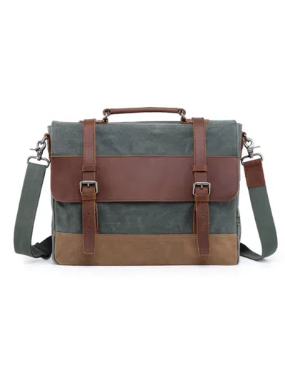 Tsd Brand Stone Creek Waxed Canvas Laptop Briefcase In Brown