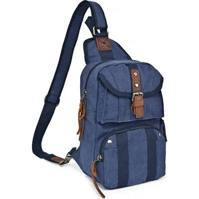 Tsd Brand Sunset Cove Canvas Pocket Sling Bag In Blue