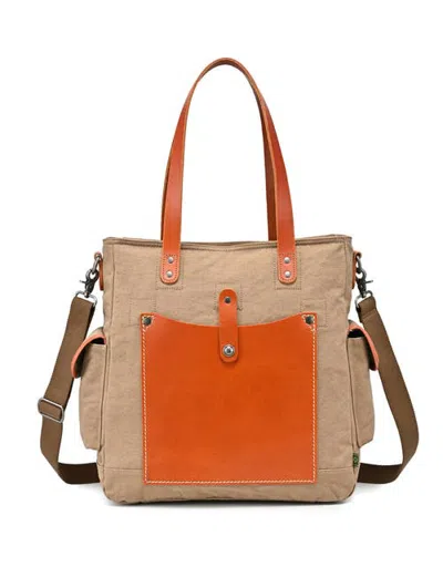 Tsd Brand Super Horse Studded Canvas Convertible Tote In Brown