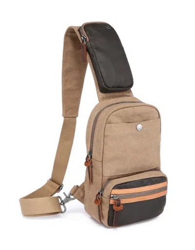 Tsd Brand Tapa Canvas Pocket Sling Bag In Brown