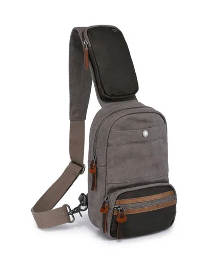 Tsd Brand Tapa Canvas Pocket Sling Bag In Gray