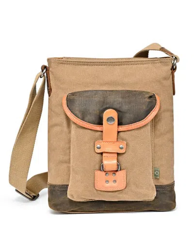 Tsd Brand Tapa Two Tone Canvas Crossbody Bag In Brown