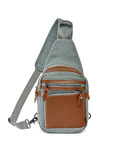 Tsd Brand Torreya Canvas Pocket Sling Bag In Gray