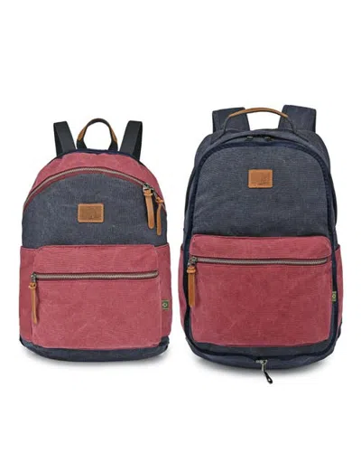 Tsd Brand Trail And Tree Canvas Double Backpack Set In Pink