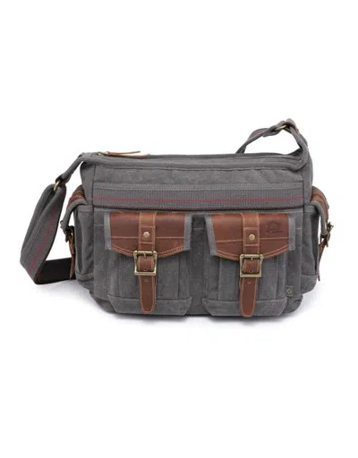 Tsd Brand Turtle Ridge Canvas Pocket Messenger Bag In Gray