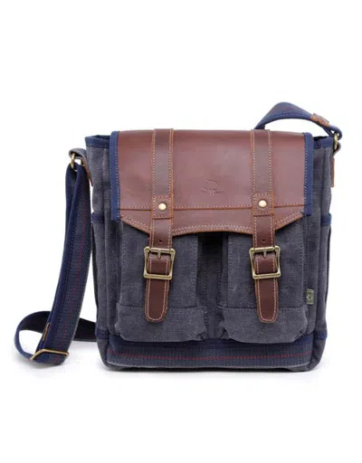 Tsd Brand Turtle Ridge Four Pocket Canvas Crossbody Bag In Blue