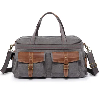 Tsd Brand Turtle Ridge Waxed Canvas Duffel Bag In Gray