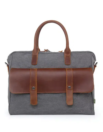 Tsd Brand Valley Hill Canvas Laptop Briefcase In Gray