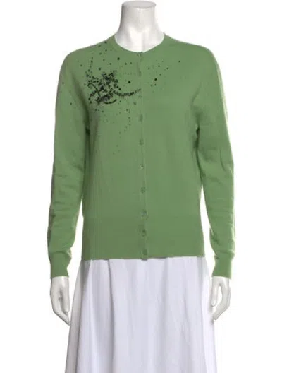Pre-owned Tse Cashmere Graphic Print Sweater In Green