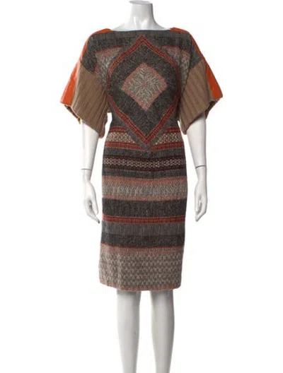 Pre-owned Tsumori Chisato Patterned Knee-length Dress In Brown