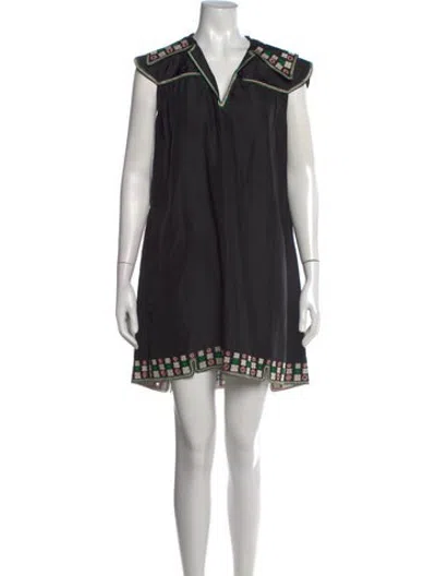 Pre-owned Tsumori Chisato Silk Mini Dress In Black