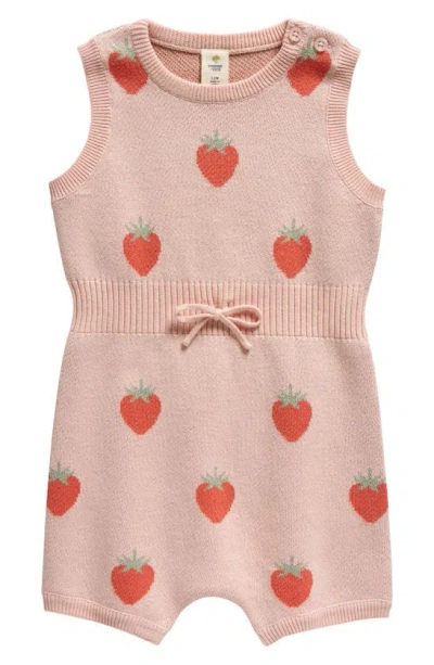 Tucker + Tate Babies' Floral Ribbed Waist Cotton Romper In Pink English- Multi Strawberry