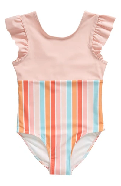 Tucker + Tate Kids' Flutter Sleeve One-piece Swimsuit In Pink English Poppy Stripe