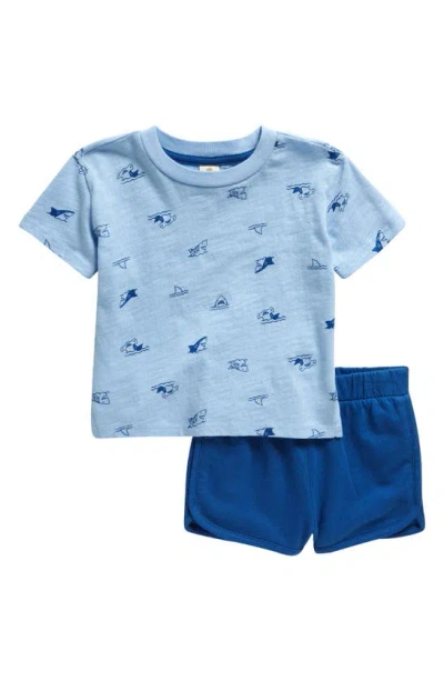 Tucker + Tate Babies'  Print Cotton T-shirt & Shorts Set In Blue Placid Sharks- Blue
