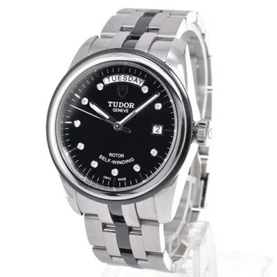 Pre-owned Tudor Glamour Day Date Automatic Stainless Steel With Diamonds Watch () In Multi