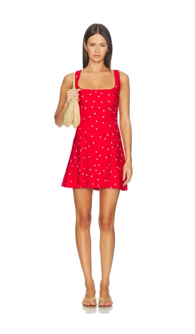 Tularosa Adalyn Mini Dress In Red & Ivory Polka Dot