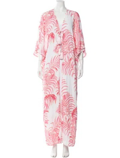Pre-owned Tularosa Floral Print Long Dress In Pink/white
