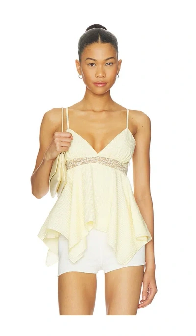 Tularosa Madeyln Top In Baby Yellow Seersucker