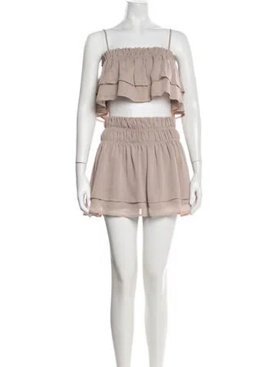 Pre-owned Tularosa Ruffle Embellishment Skirt Set In Neutrals