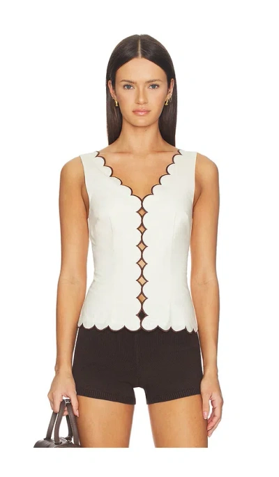Tularosa Samara Top In Ivory & Dark Brown