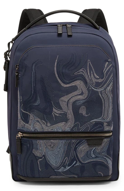 Tumi Harrison Brander Backpack In Navy Liquid Embroidery