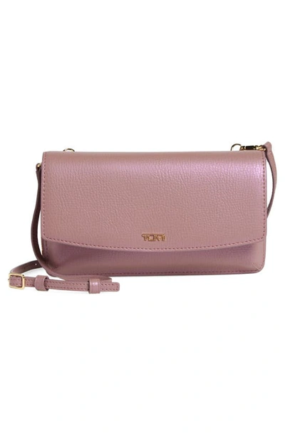 Tumi Leather Crossbody Wallet In Pearl Pink