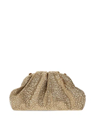 Twenty Four Haitch Mirach Crystal-embellished Ruched Shoulder Bag In Purple