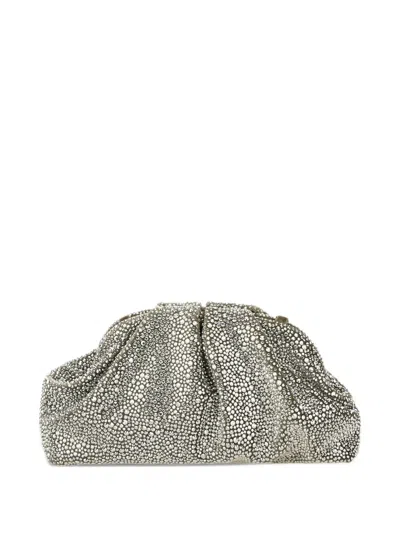 Twenty Four Haitch Mirach Crystal-embellished Ruched Shoulder Bag In Brown