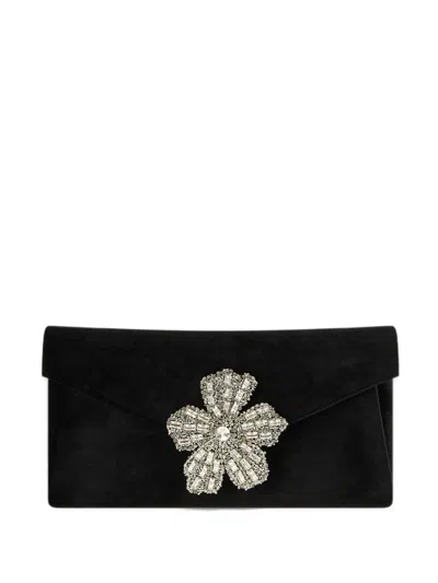 Twenty Four Haitch Vintor Crystal-embellished Velvet Shoulder Bag In Black