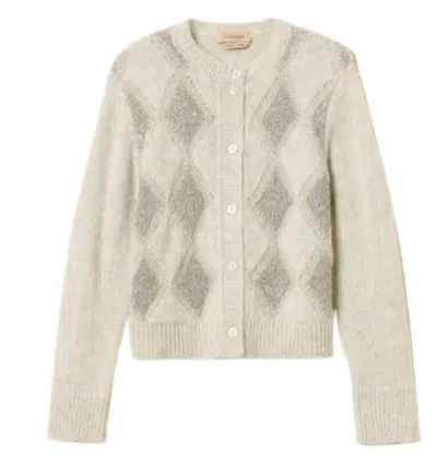 Twinset Twin-set Alpaca Lurex Jacquard Cardigan In Neutral