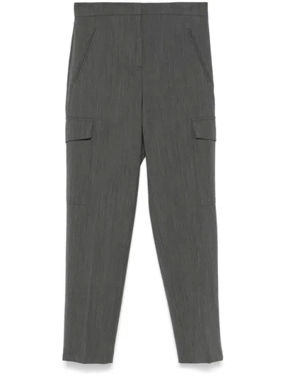 Twinset Twin-set Anthracite Grey Mélange Cargo Trousers In Gray