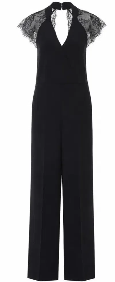Twinset Twin-set Black Lace-sleeve Palazzo Jumpsuit