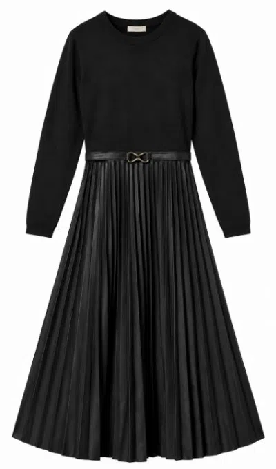 Twinset Twin-set Black Pleated Belted Dress