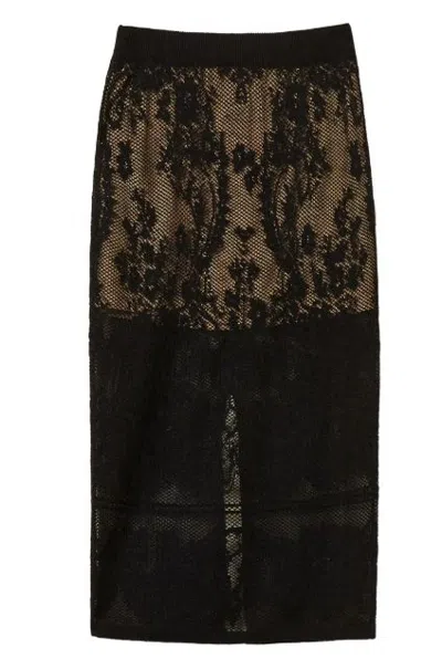 Twinset Twin-set Jacquard Knit Fitted Skirt In Black