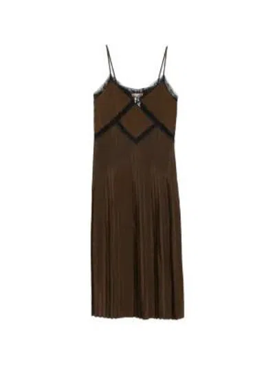 Twinset Twin-set Lace-trim Pleated Midi Dress In Black