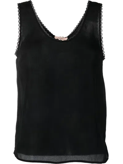 Twinset Scallop-edge Tank Top In Black