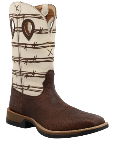 Pre-owned Twisted X Men's 12" Elephant Print Tech Western Performance Boot Broad - Mxw0008 In White