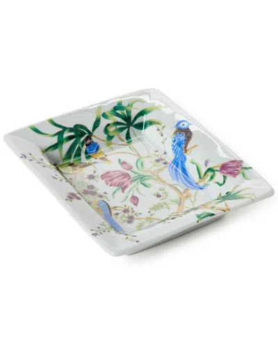 Two's Company 7.5in Bird & Blossom Chinoiserie Decorative Tray In Blue
