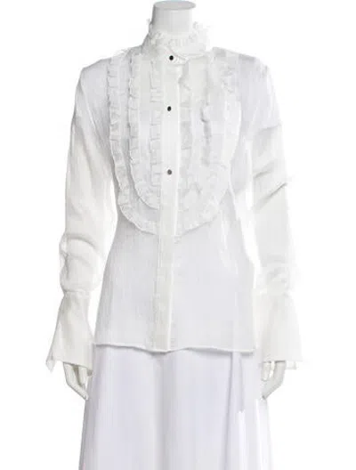 Pre-owned Twp Long Sleeve Blouse In White