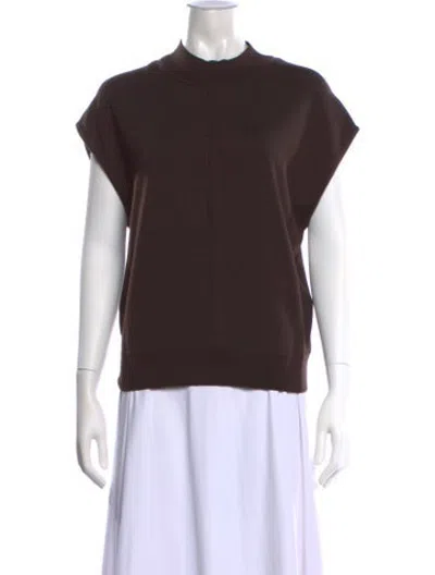 Pre-owned Twp Merino Wool Mock Neck Sweater In Brown