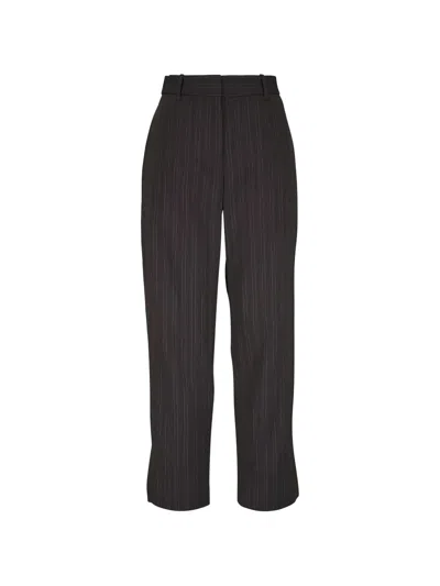 Twp Roberts Pinstripe-pattern Straight-leg Trousers In Black
