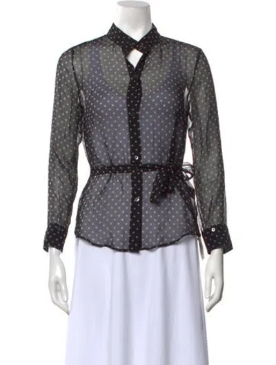 Pre-owned Twp Silk Polka Dot Print Blouse In Black
