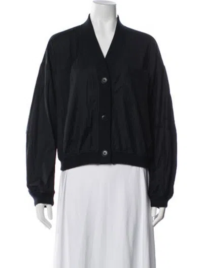 Pre-owned Twp Virgin Wool Bomber Jacket In Black/blue