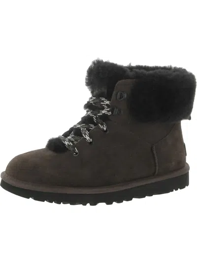 Ugg Classic Mini Alpine Womens Lamb Fur Lined Ankle Booties In Brown