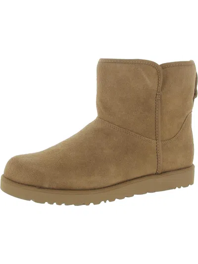 Ugg Classic Ultra Mini Womens Suede Winter & Snow Boots In Beige