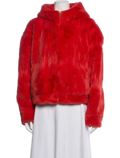Pre-owned Ugg Faux Fur Jacket In Red