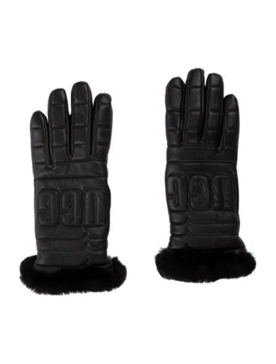 Pre-owned Ugg Leather Gloves W/tags In Black