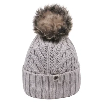 Pre-owned Ugg Pom-pom Knitted Beanie In Grey Wool