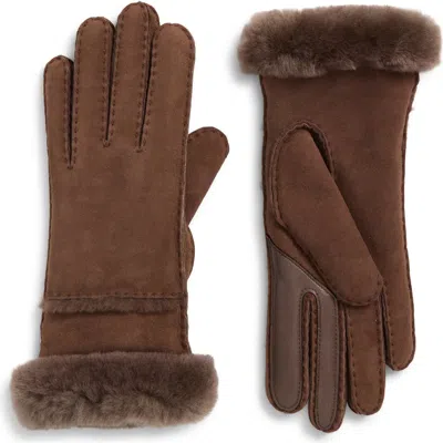 Ugg ® Seamed Touchscreen Compatible Genuine Shearling Gloves In Brown