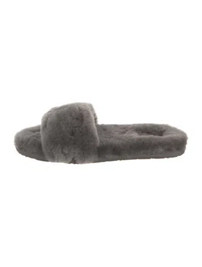 Pre-owned Ugg Shearling Slides In Grey